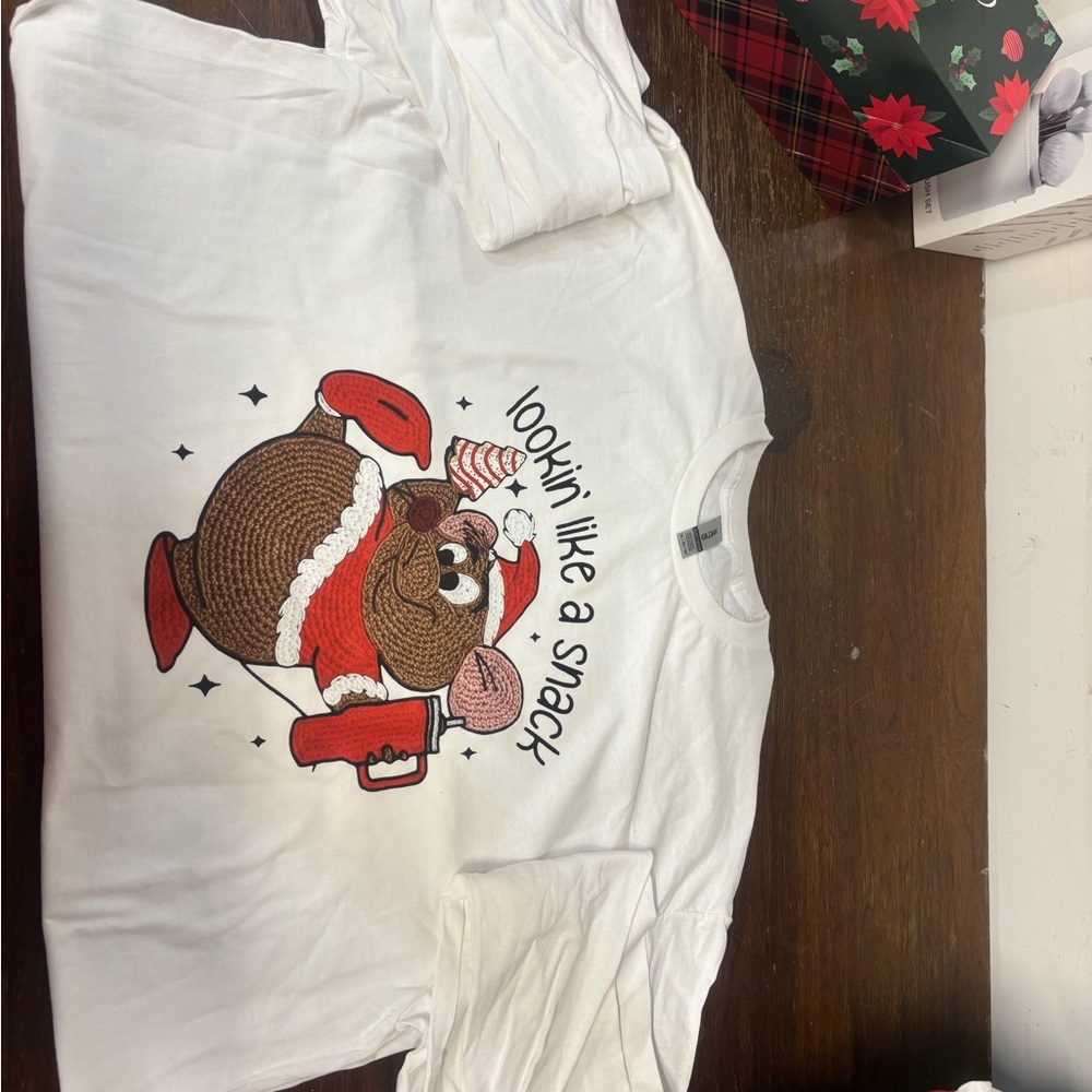 Gildan White Santa Snack Graphic Tee